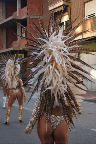 Traje de comparsa dorado y blanco