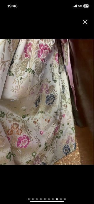 Traje de Fallera Blanco Roto y Rosa