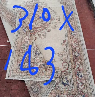 Antico Tappeto Metà '900 Lana Beige/Rosso