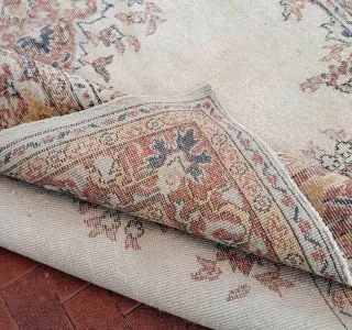 Antico Tappeto Metà '900 Lana Beige/Rosso