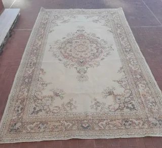 Antico Tappeto Metà '900 Lana Beige/Rosso