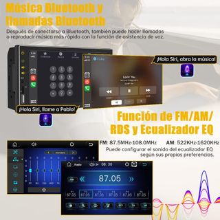 Radio Coche 2 DIN CarPlay Android Auto