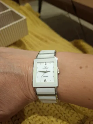 Reloj Viceroy Cuadrado Cerámica Blanco y Plata