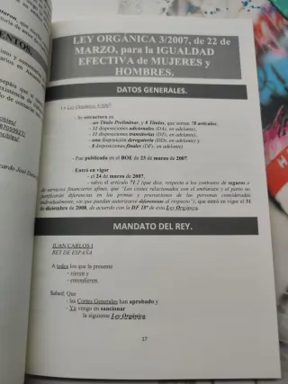 LEY ORGÁNICA 3/2007 IGUALDAD EFECTIVA de MUJERE...