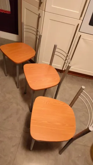 3 Banquetas Cocina Madera y Metal