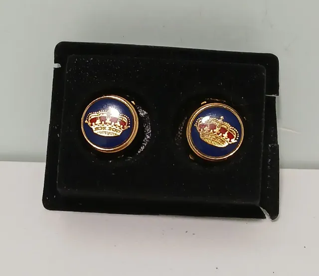 Gemelos Antiguos Corona Real Azul y Dorado