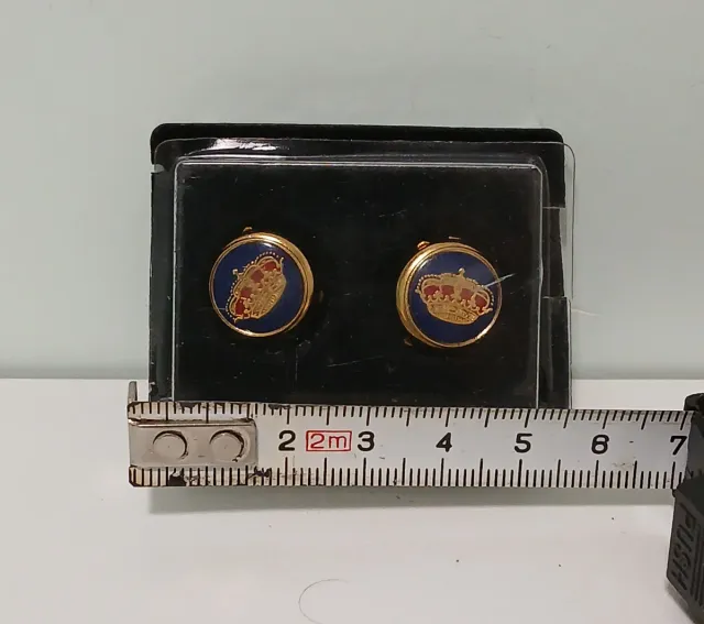 Gemelos Antiguos Corona Real Azul y Dorado