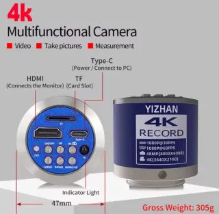 Microscopio YIZHAN 4K con LED y Mando