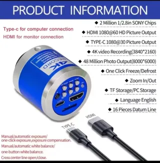 Microscopio YIZHAN 4K con LED y Mando