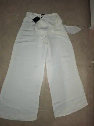 Pantalón Massimo Dutti Mujer Talla 36 Lino