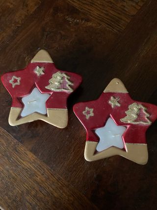 2 Portacandele Natalizi Stella