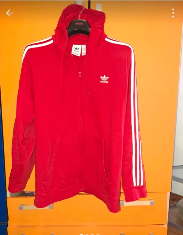 Felpa Adidas con cappuccio rossa taglia L