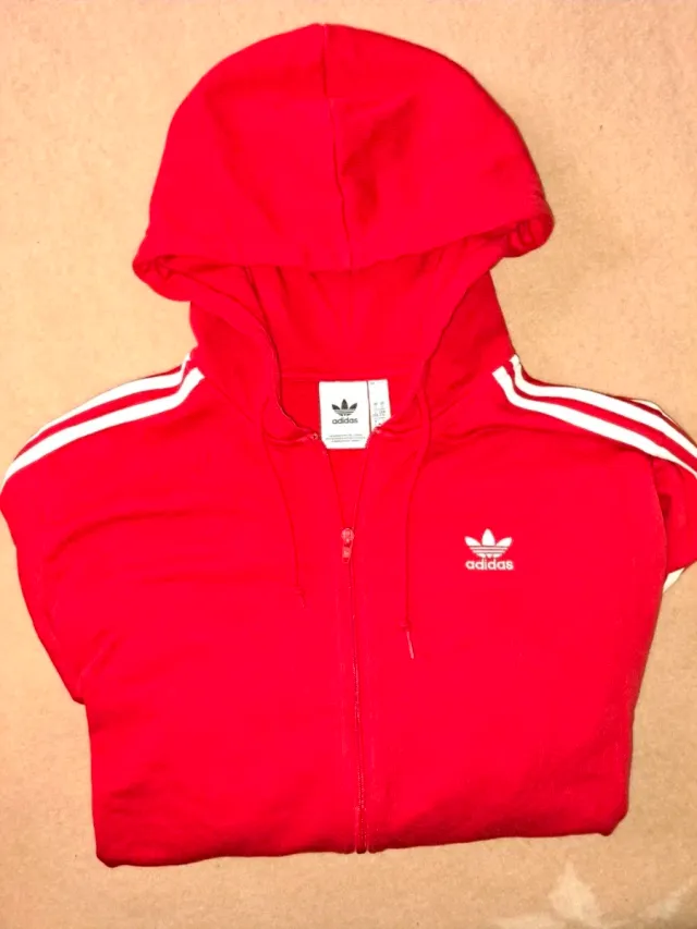 Felpa Adidas con cappuccio rossa taglia L