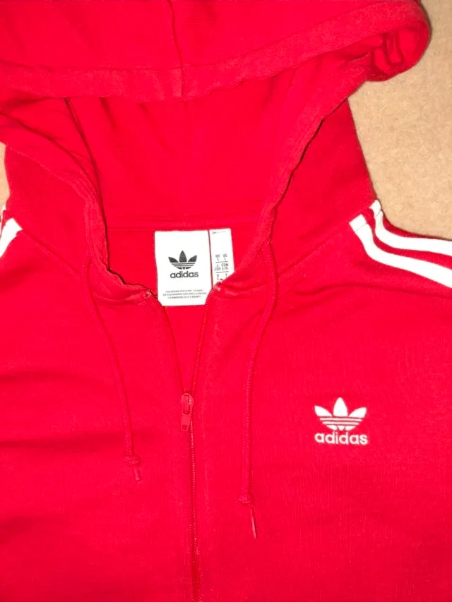 Felpa Adidas con cappuccio rossa taglia L