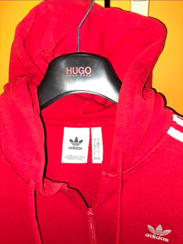 Felpa Adidas con cappuccio rossa taglia L