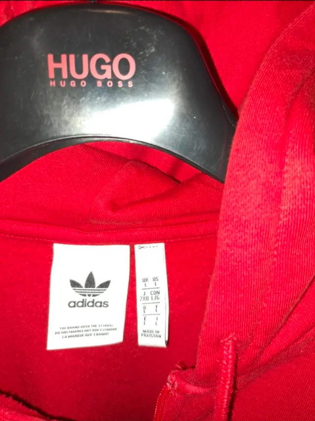 Felpa Adidas con cappuccio rossa taglia L