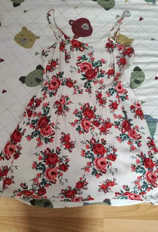 Vestido Verano Estampado Floral Rojo Blanco