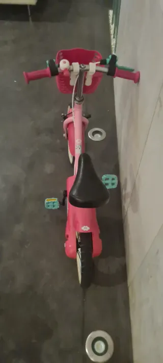 Bicicleta infantil niños rosa con cesta