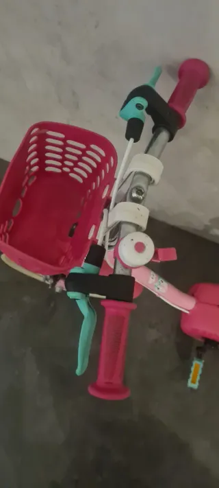 Bicicleta infantil niños rosa con cesta
