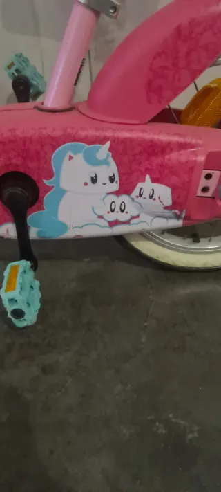 Bicicleta infantil niños rosa con cesta