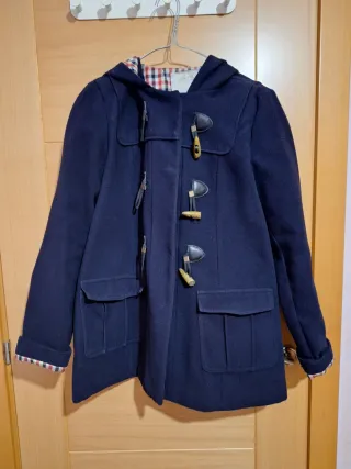 Abrigo paño azul con capucha