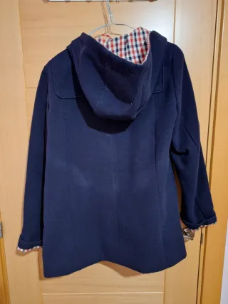 Abrigo paño azul con capucha
