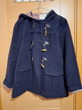 Abrigo paño azul con capucha