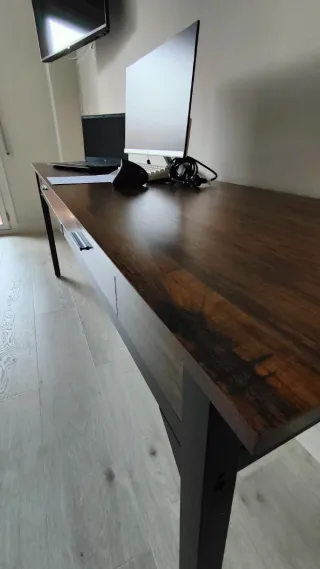 Escritorio doble 2m madera y metal