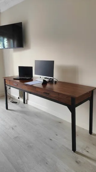 Escritorio doble 2m madera y metal