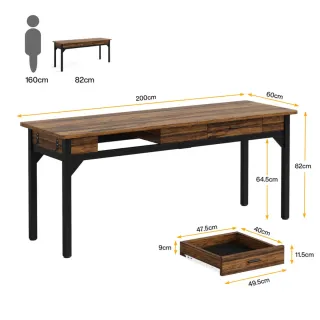Escritorio doble 2m madera y metal