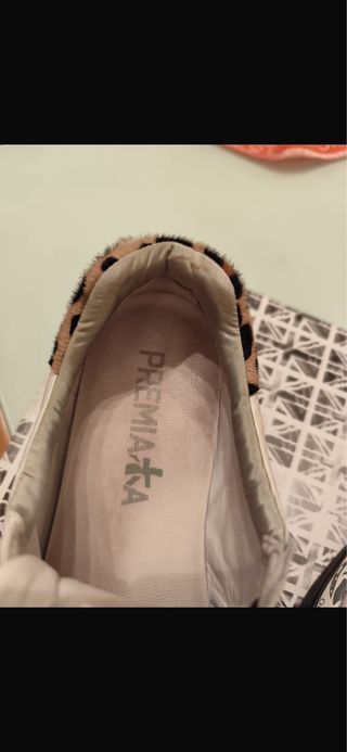 Bambas Premiata blancas grises y leopardo