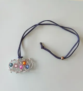 Collar artesanal plata y colores