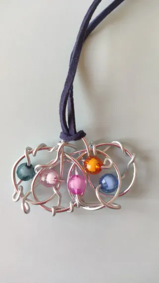 Collar artesanal plata y colores