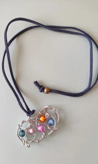 Collar artesanal plata y colores