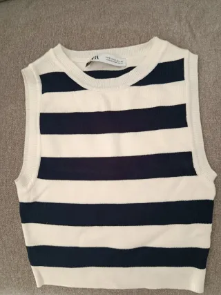 Top Zara Rayas Negras Blancas Talla S
