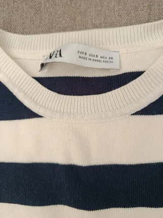 Top Zara Rayas Negras Blancas Talla S