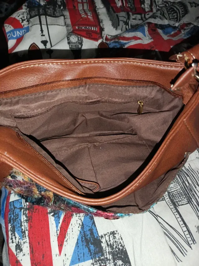 Bolso Marrón Multicolor con Adorno Floral