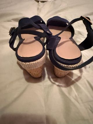Sandalias cuña esparto azul marino