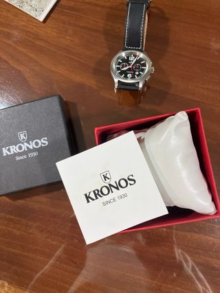 Reloj Kronos Cuarzo Negro y Plateado