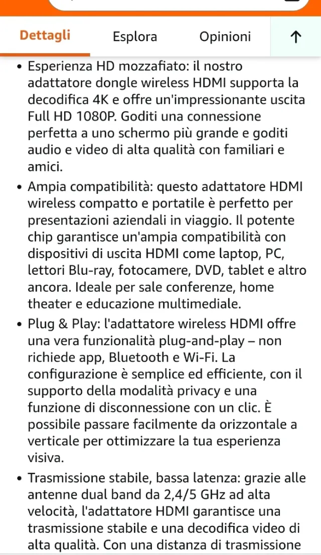 Adattatore Miracast Wireless HDMI