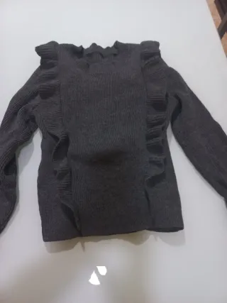 Jersey lana gris con volantes