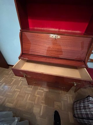 Estantería-escritorio madera y cristal