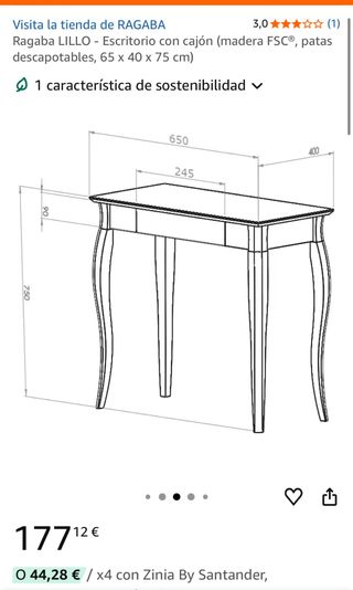 Escritorio blanco con cajón estilo nórdico