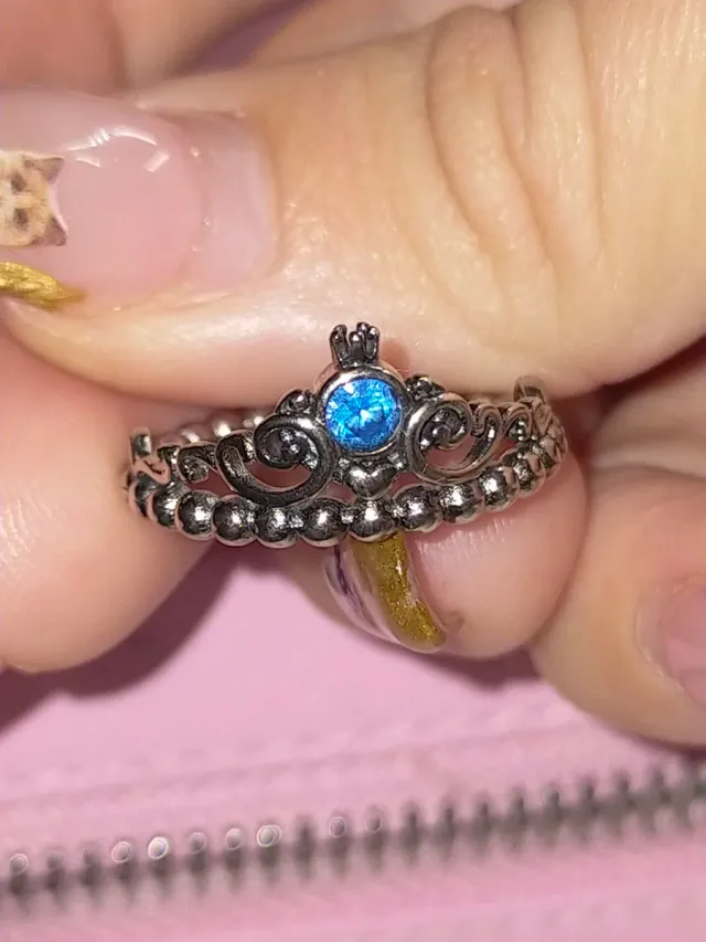 Anillo Tiara Cenicienta Azul Pandora