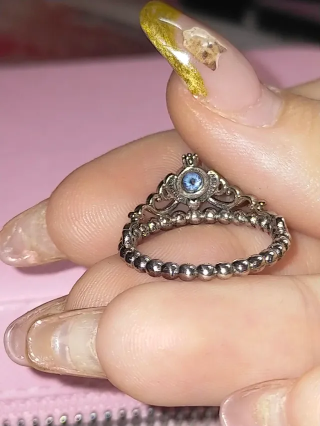 Anillo Tiara Cenicienta Azul Pandora