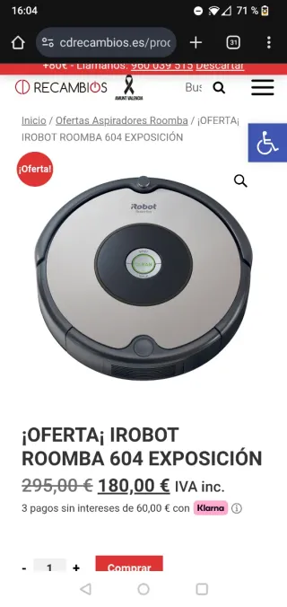 Roomba 604 aspirador robot