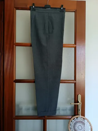 Pantaloni donna grigio misto lana vergine