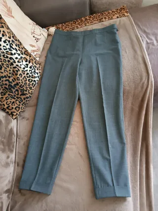Pantaloni donna grigio misto lana vergine