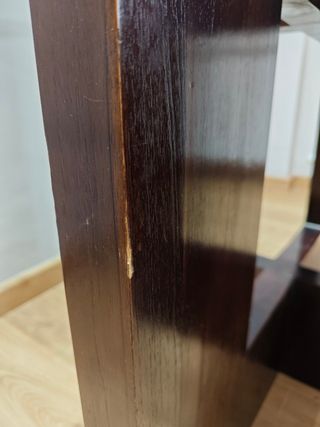 Mesa cristal y madera 110x110cm