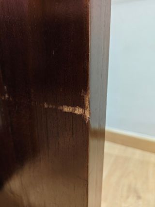 Mesa cristal y madera 110x110cm